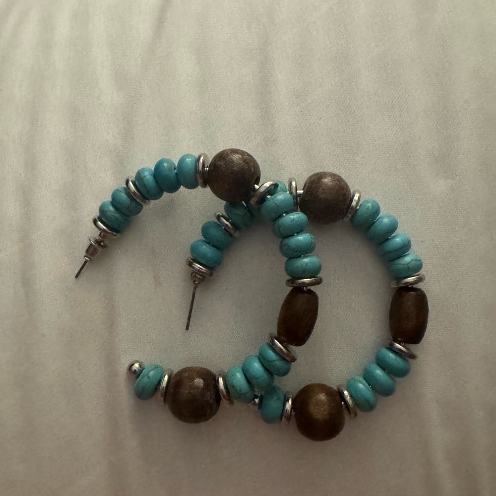 Paparazzi Turquoise and Brown Beaded Earrings